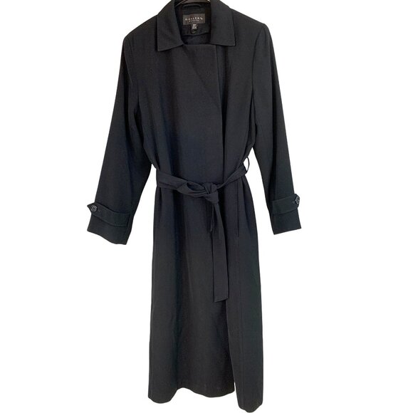 VTG Gallery Petite 10P Black Trench Coat With Removable Liner RV10311 EUC - Picture 1 of 12